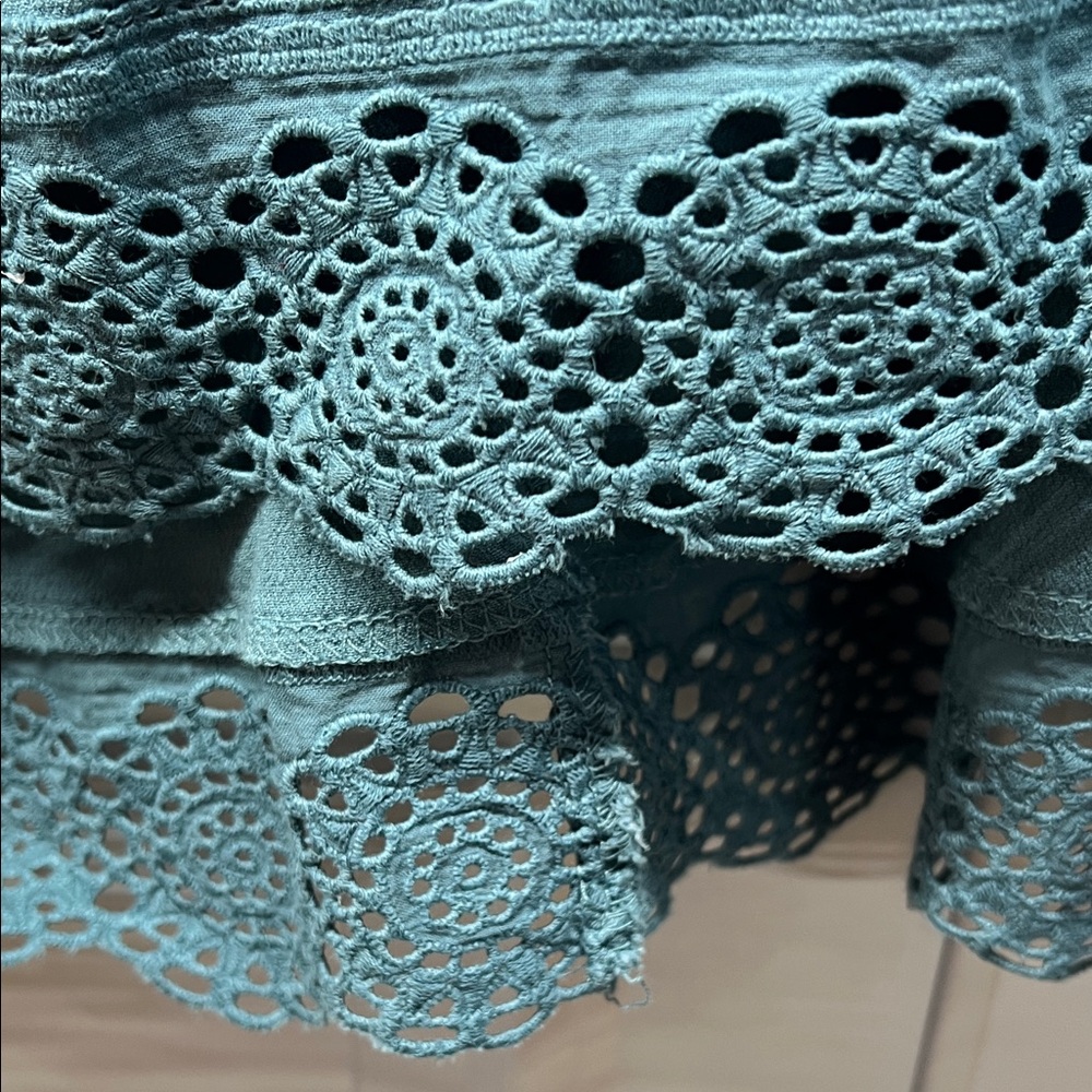 Maurices Teal Crochet Trim V-Neck Tank Top - 3X - Picture 9 of 9